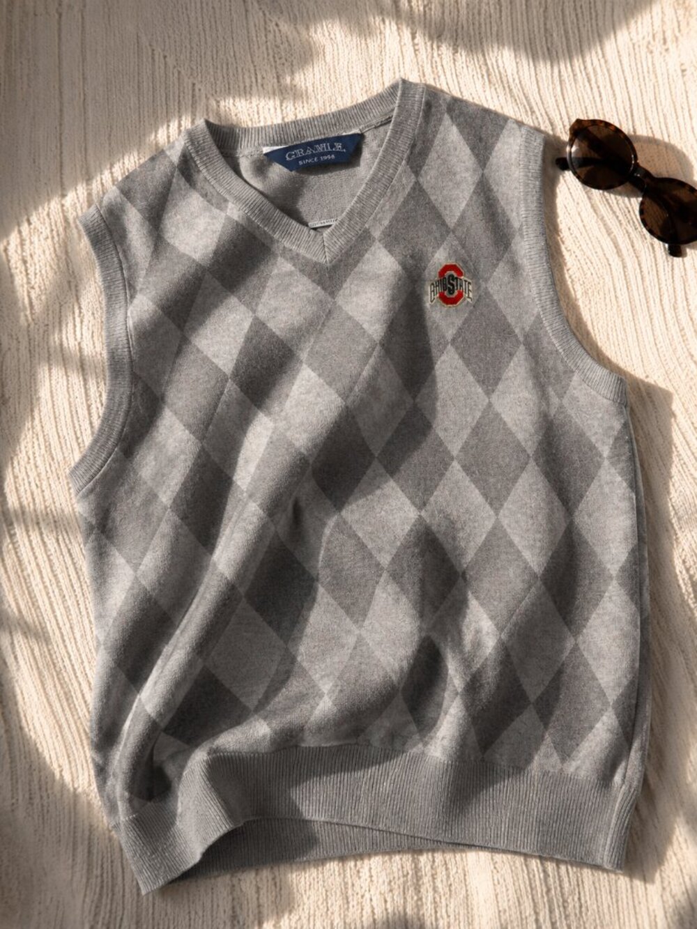 Argyle Sweater Vest Crable Large Ohio State Preppy Golf Layering Sweater Vest
